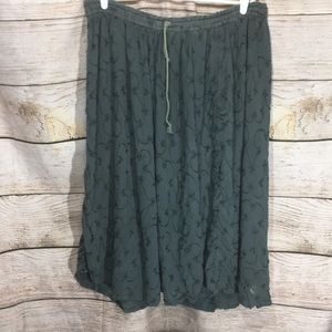 Cotton poppy long green pattern skirt medium